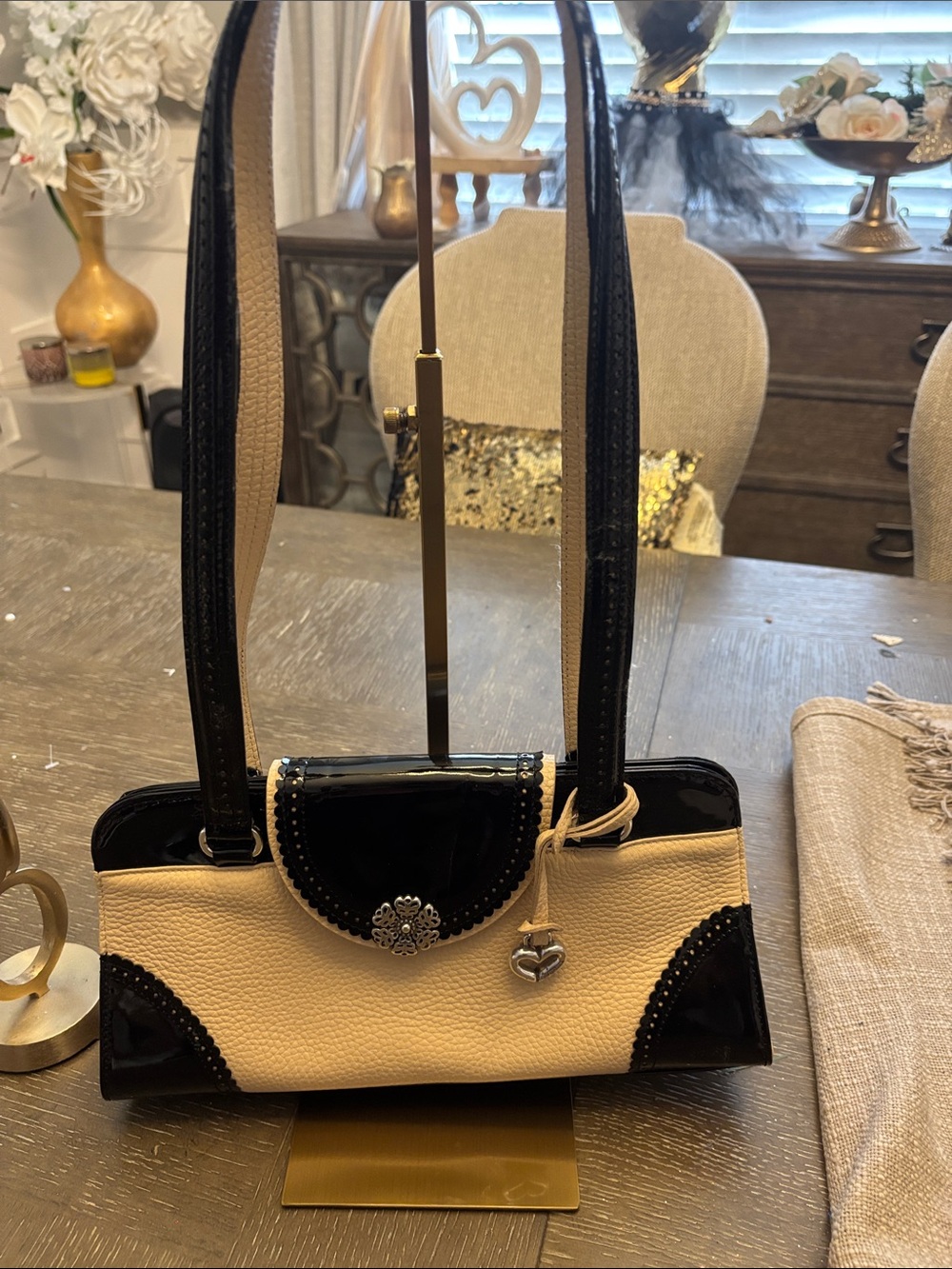 Brighton Elegant Two-Tone Black and Cream Women’s Handbag
